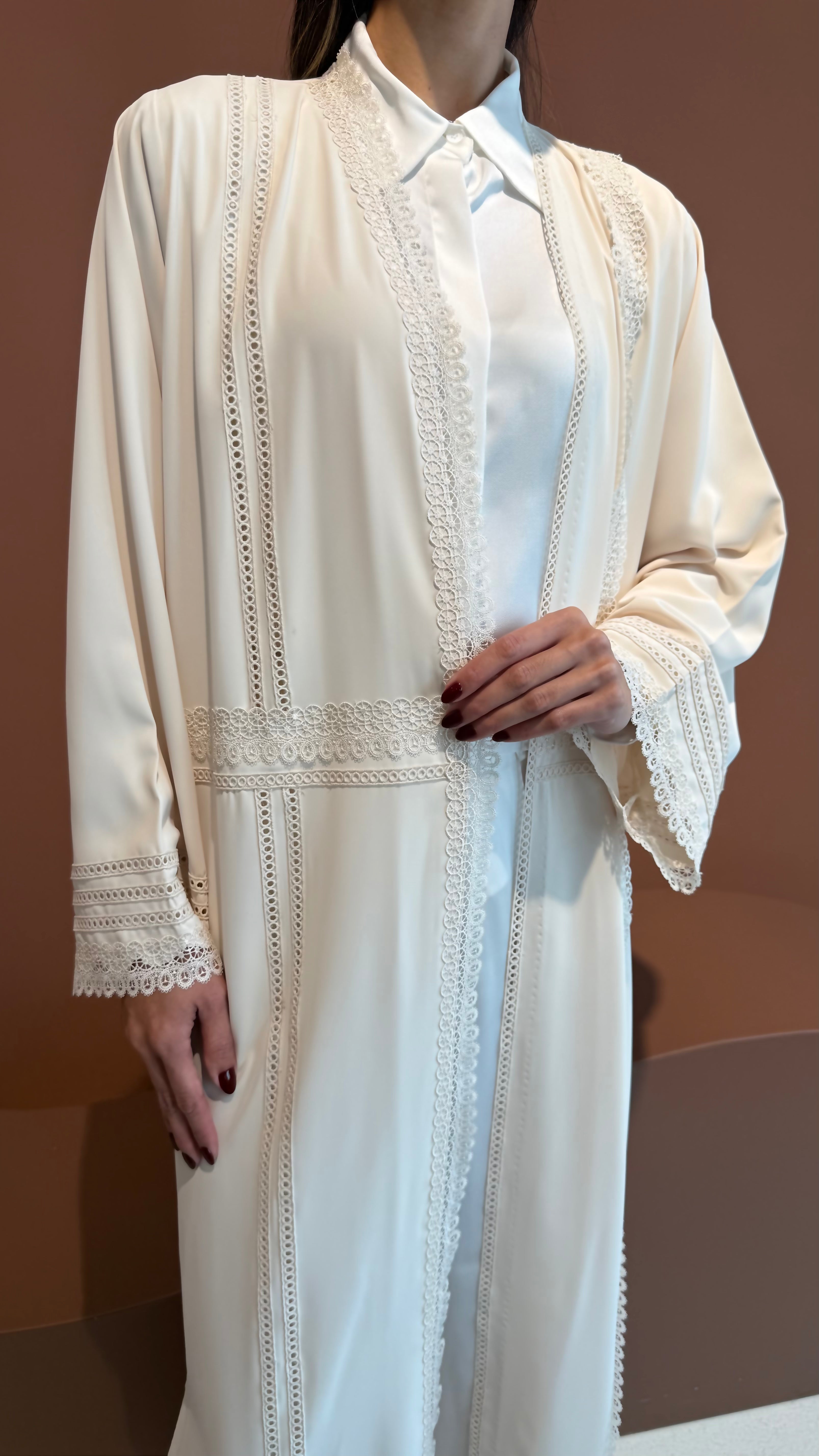 Cream white abaya