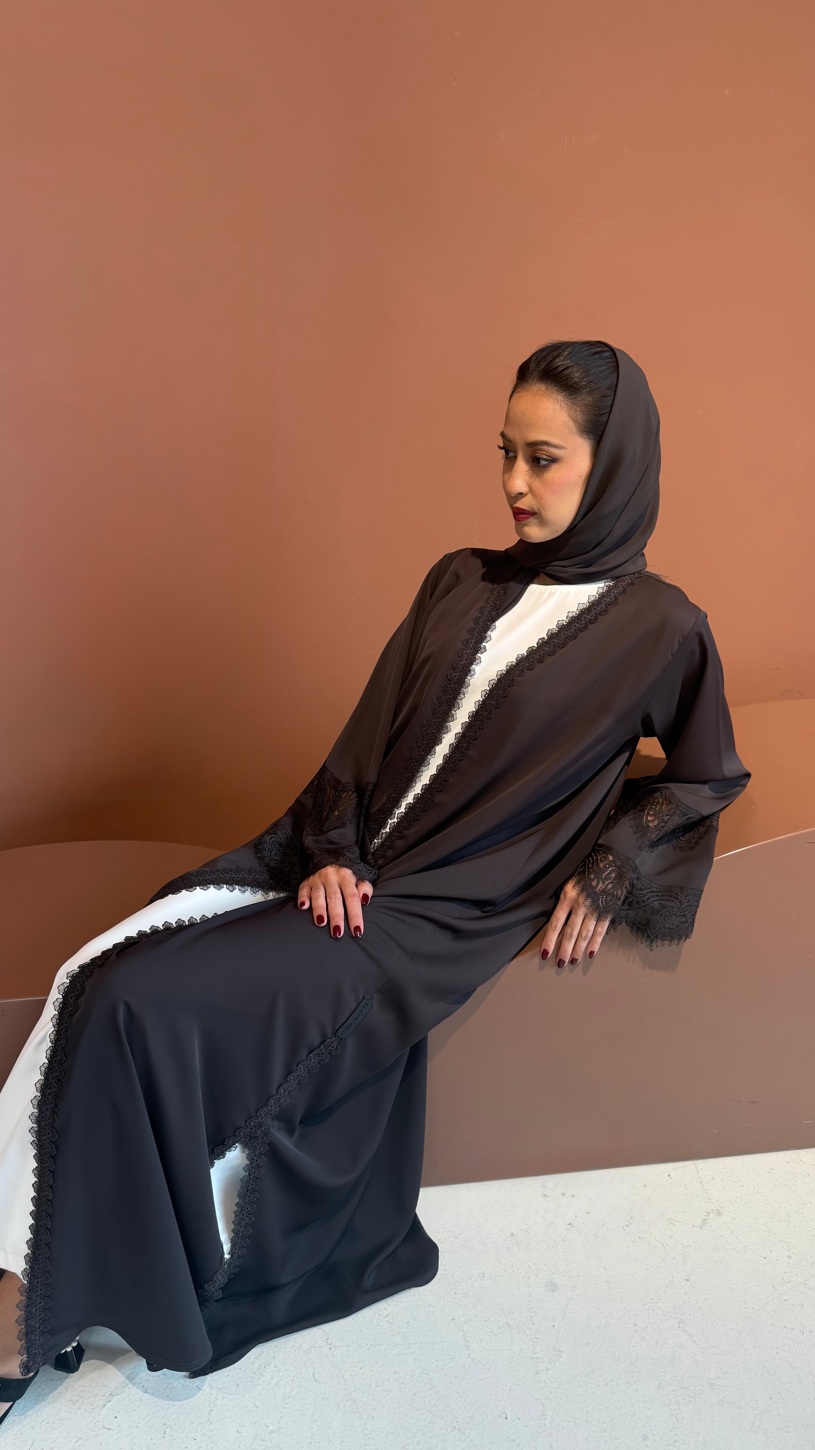 Espresso brown lace abaya