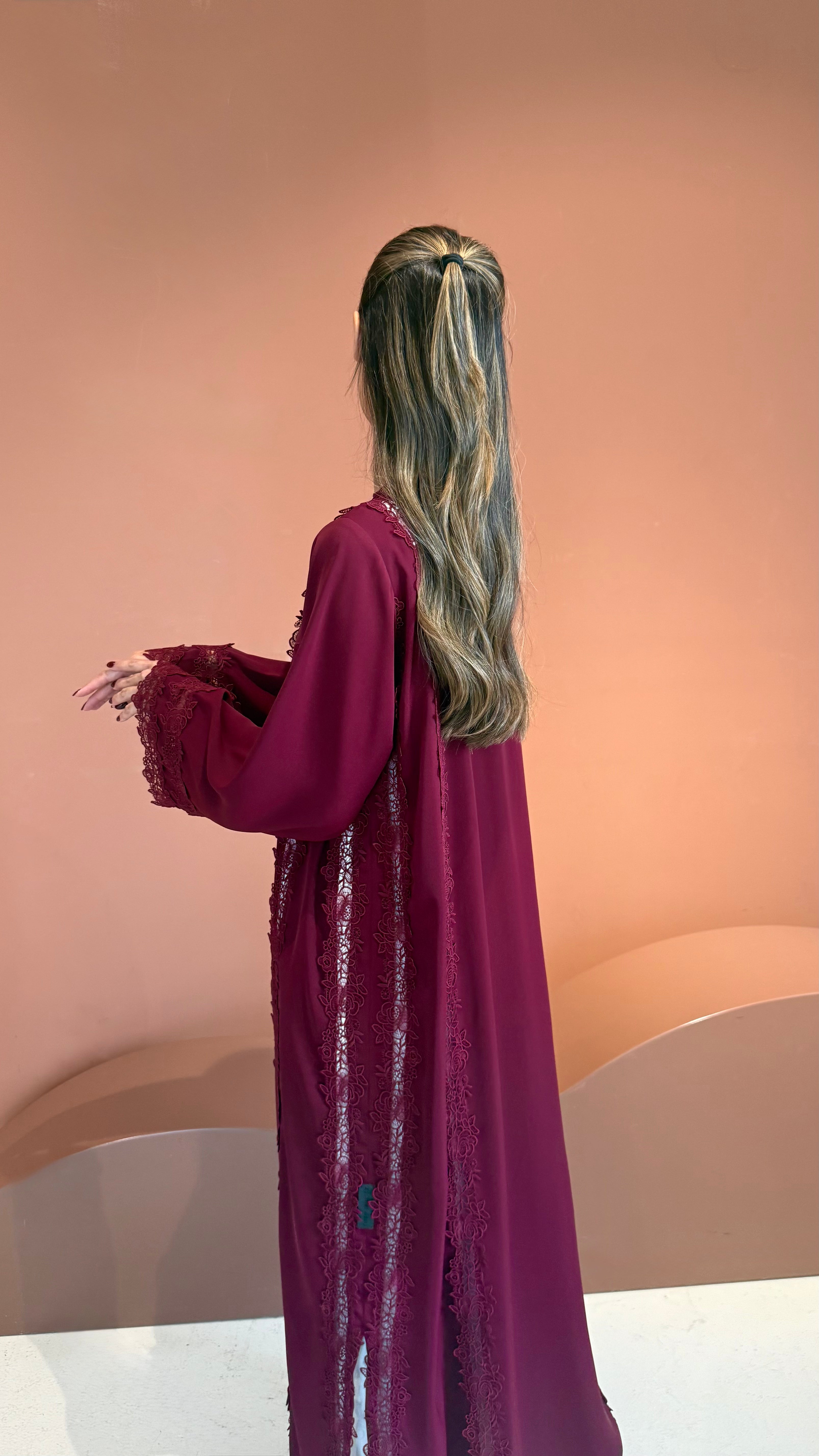 Deep Burgundy Elegance abaya