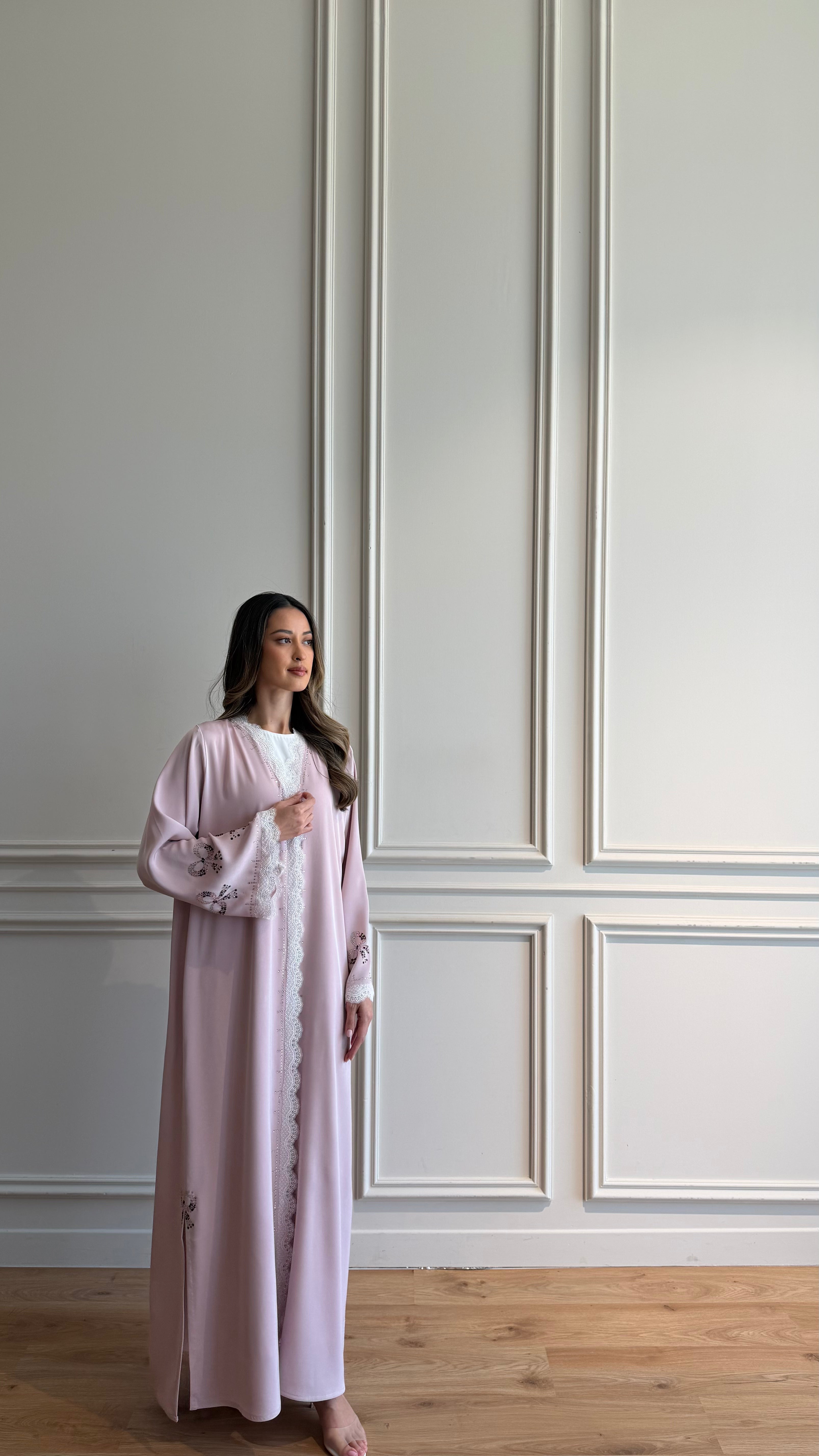 Blush Pink Bow Abaya