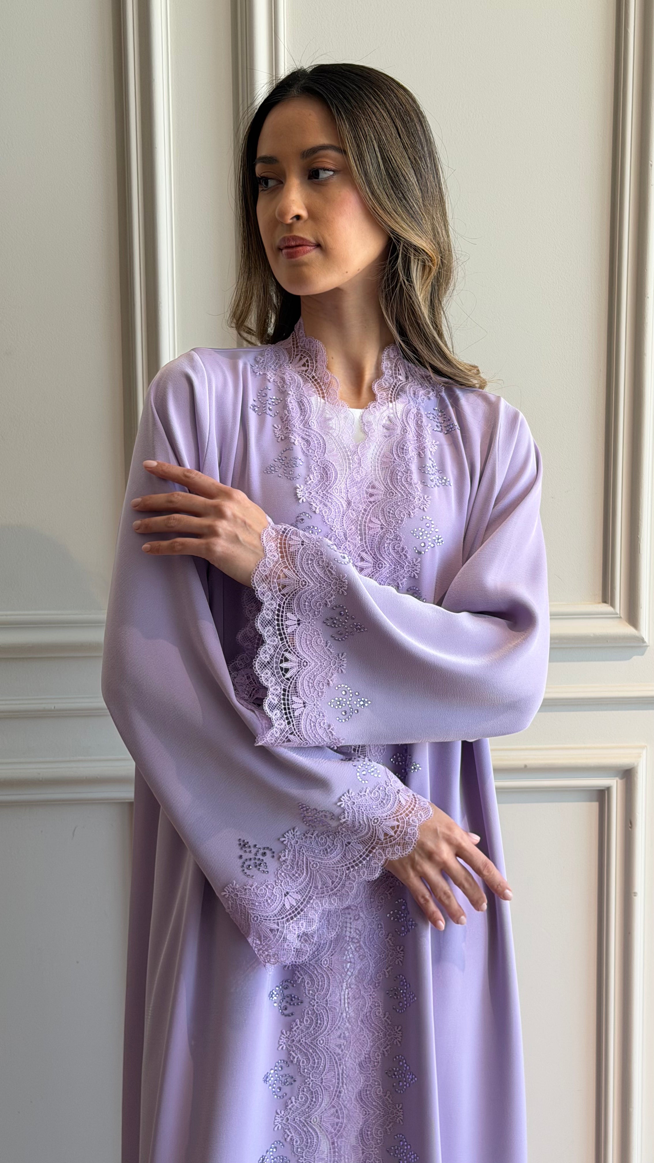 Lilac Crystal Abaya