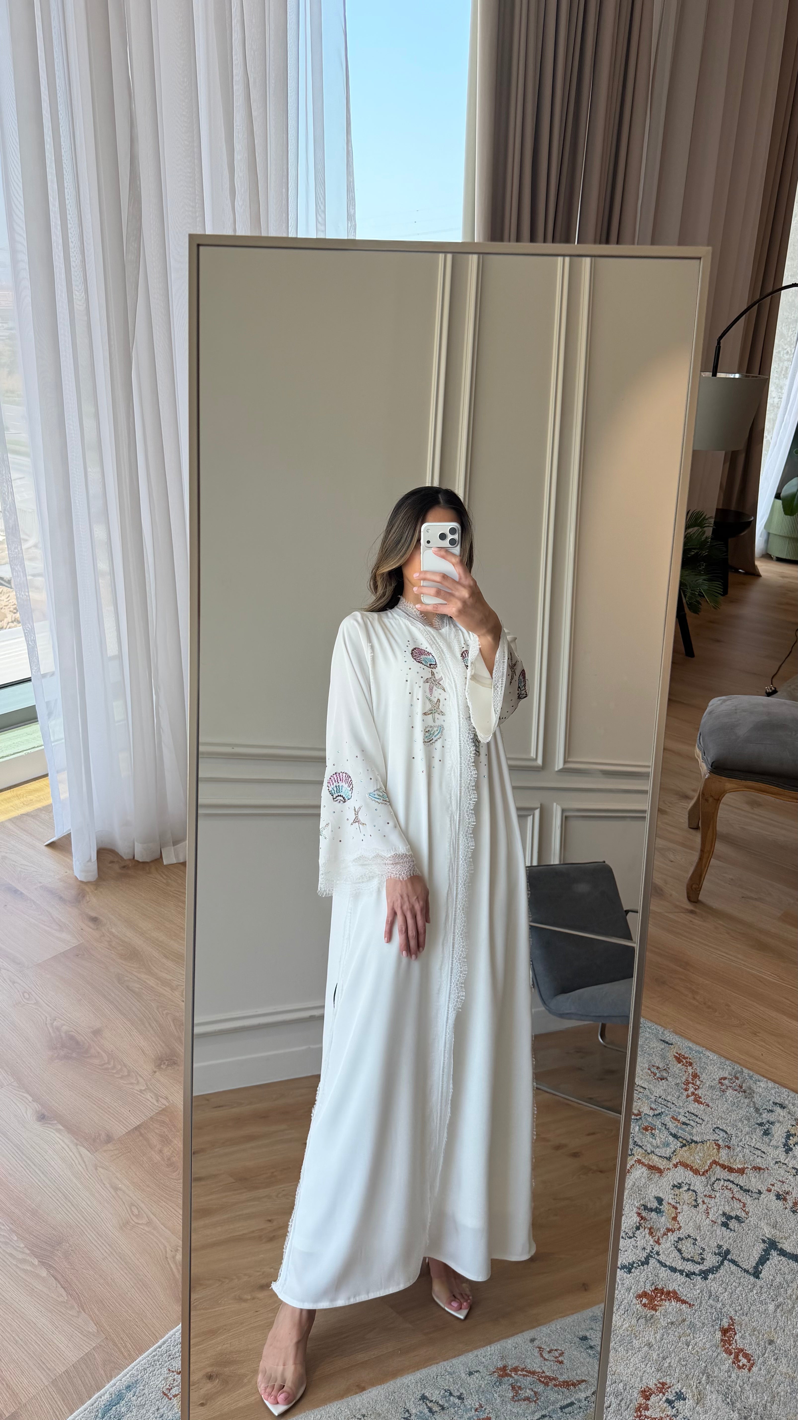 White Seashell Abaya