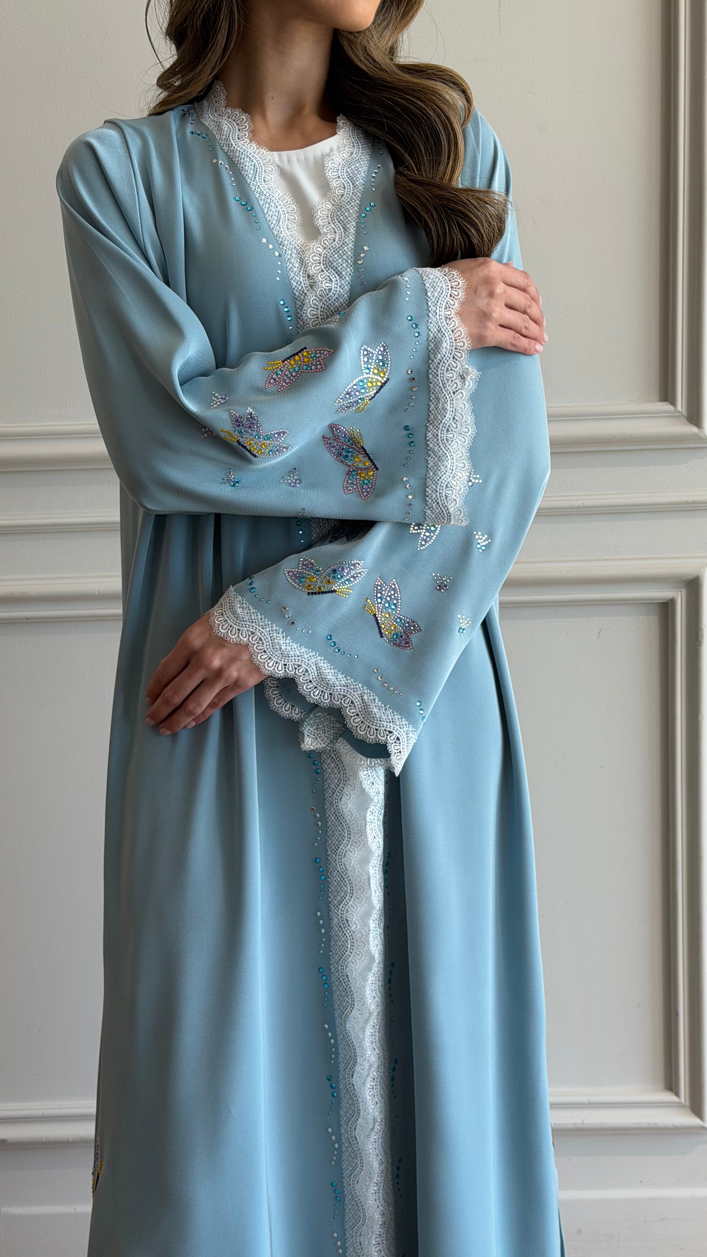 Blue Butterfly Abaya