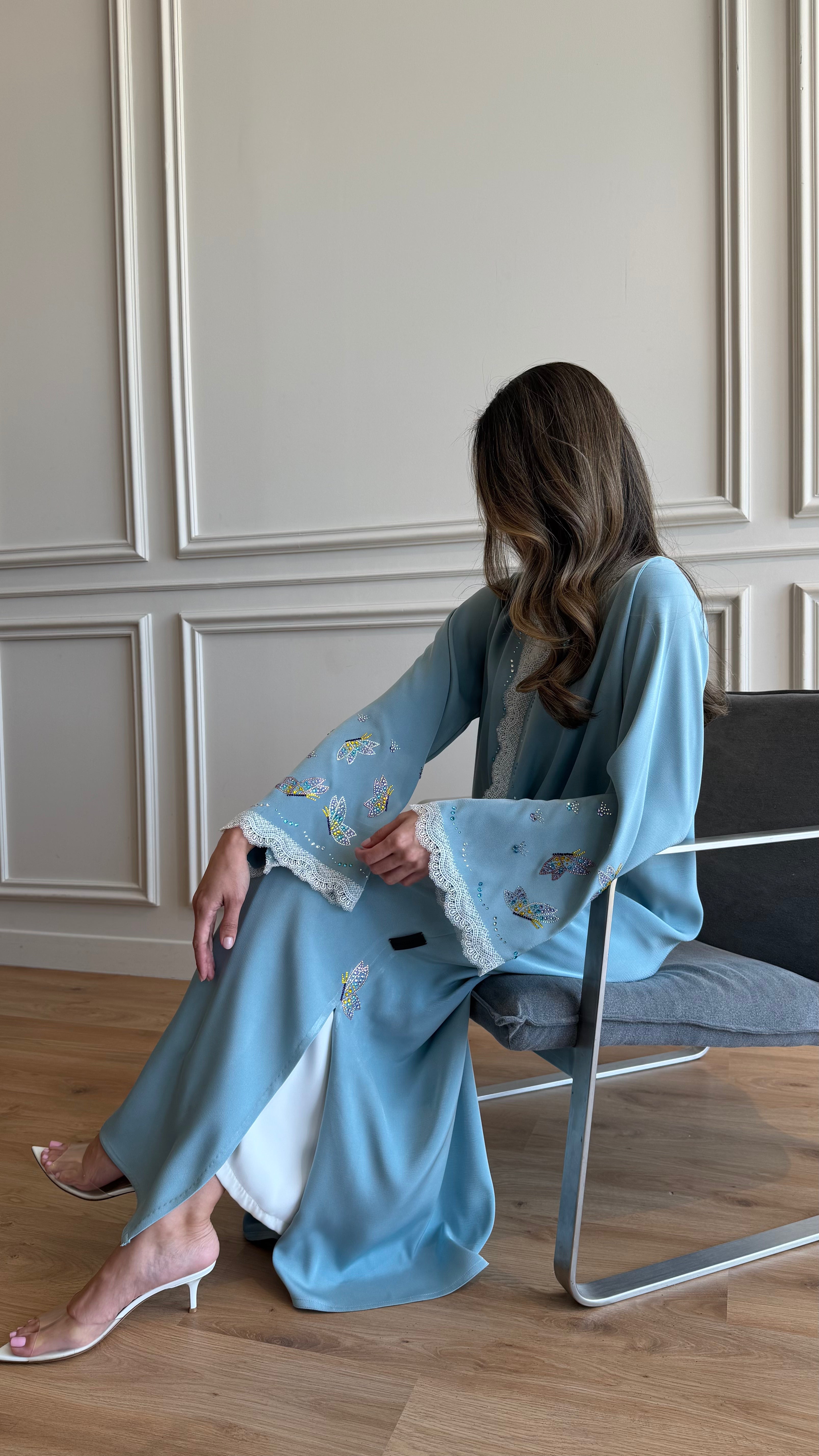 Blue Butterfly Abaya